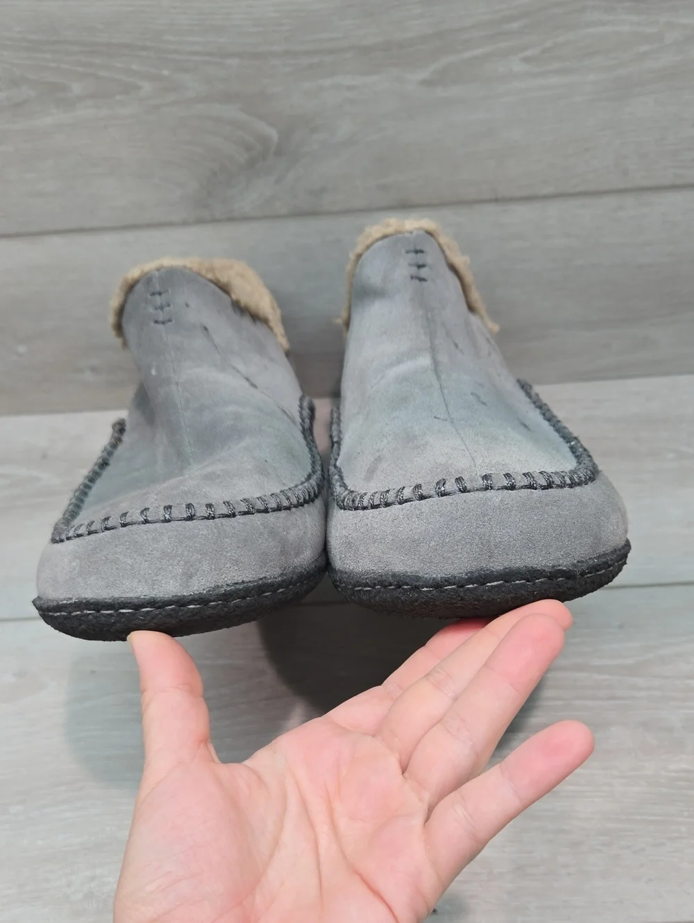 Sorel Men's Gray High Top Suede Fleece-Lined Slip-On Shoes Boots Sz 11